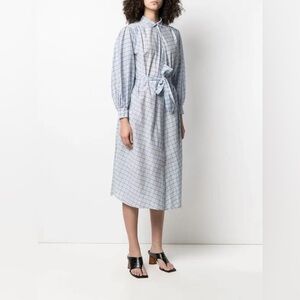 Forte Forte Belted Windowpane Plaid Shirt Dress Silk Blend - Size 0